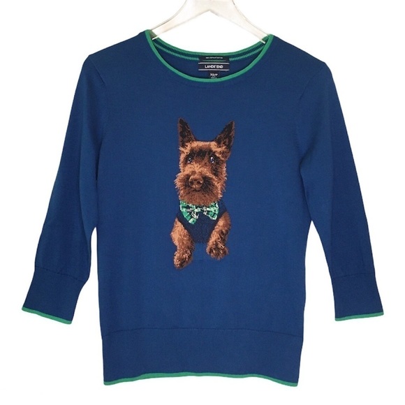 LAND’S END Dapper Dog Cotton Crewneck Sweater Size XSP - Picture 12 of 12